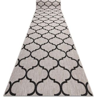 RugsX Alfombra De Pasillo Sizal Floorlux Modelo 20608 Espaldera Marroqu&iacute; Plateado / Negro 120 Cm Beige 120x390 Cm