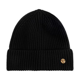 Versace Ribbed Wool Beanie - Dames - Hoeden - Zwart - ONE Size - Wol - Accessoires