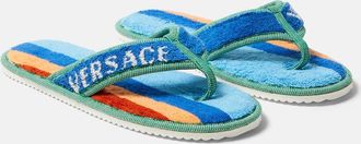 Versace Striped cotton terry slippers