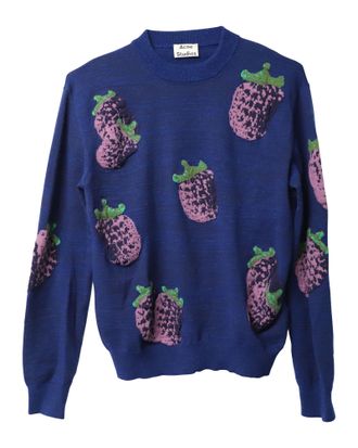 Acne Studios Acne Studio Koray Fruit-Jacquard Trui in Blauw Acryl