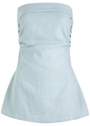 Faithfull The Brand Boe Strapless Linen top - Blue - Xxl (UK18 / Xxl)
