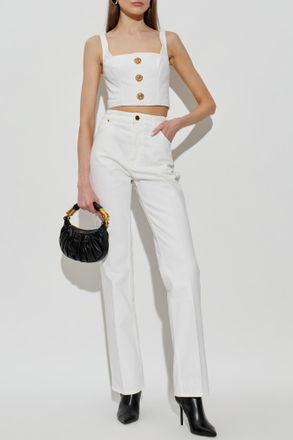 Balmain Short Off-shoulder Top, Womens, White