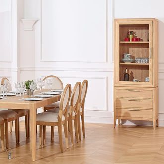 Robin des Bois Aparador de roble estilo contempor&aacute;neo, 1 puerta, 3 cajones beige