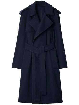 Burberry notched-lapel cashmere coat - women - Cashmere - 12 - Blue