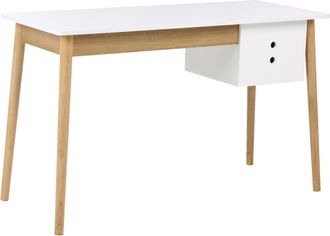 Beliani Escritorio Minimalista Para Oficina En Casa Con Caj&oacute;n De Aglomerado 120 X 50 Cm Blanco Y Marr&oacute;n Claro Fenestra