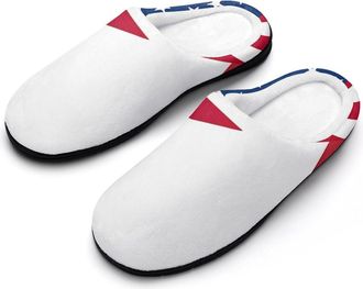 Generic U.S. Italy Flag Mens House Slippers Memory Foam Washable Cotton Slip on Home Shoes