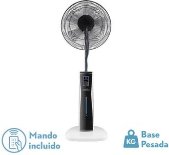 Fabrilamp Ventilador De Pie Corvo Blan/negro 3 Vel.75w.5asp Nebulizador 125x43x40cm Remoto Y Temporizador, Tanque De Agua 2l