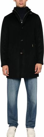 Moorer Mens Mid Length Wool Coat In Navy