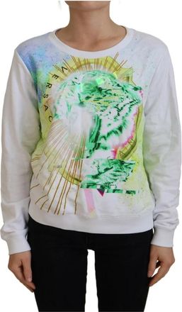 Versace Jeans Couture Graphic Print Sweater met Lange Mouwen - Dames - Sweatshirts - Veelkleurig - 2XS - Katoen - Hoodies & sweatvesten