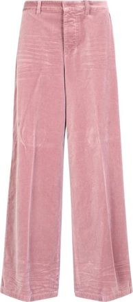 Dsquared2 Roze Wijde Pijp Fluwelen Broek - Dames - Wijde Broeken - Roze - XS - Katoen - Broeken