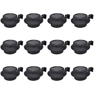 Berkfield Home Outdoor Solar Fence Lamps 12 pcs LED Black