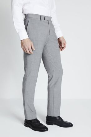 Moss Tailored Fit Light Grey Marl Performance Trousers