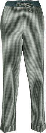 Parosh Green Fine-check Tapered Cropped Trousers