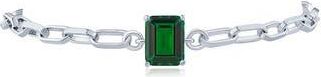 Kenneth Jay Lane Emerald Cut Cubic Zirconia Paper Clip Chain Bracelet in Green/Silver at Nordstrom Rack