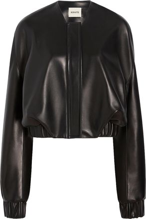 Khaite Cropped Bomber Jacket In Buttery-Soft Nappa Lambskin