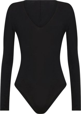 Wolford Tops, Dames, Zwart, XS, Katoen, De V-hals Body