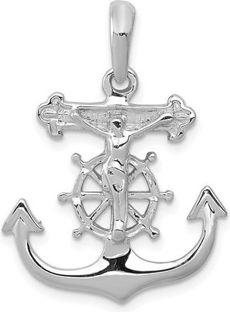 Diamond2Deal 14k White Gold Mariners Cross Pendant