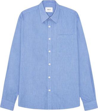Nn.07 Deon Chambray Shirt - Heren - Casual Overhemden - Blauw - S - Katoen - Overhemden