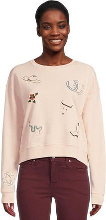 Pendleton Graphic French Terry Pullover Womens Sweater Soft Rose : 2XL, Cotton