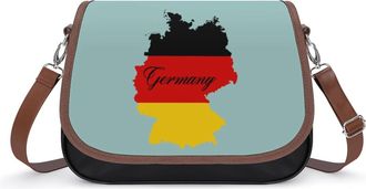 Generic German Map Flag Crossbody Bag Womens Handbag PU Message Bags Shoulder Purse with Adjustable Strap