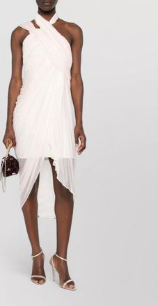 Balmain draped halterneck sleeveless asymmetric-hem midi dress