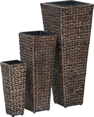 vidaXL Conjunto De Arriates 3 Piezas Jacinto De Agua Marr&oacute;n Oscuro Vidaxl