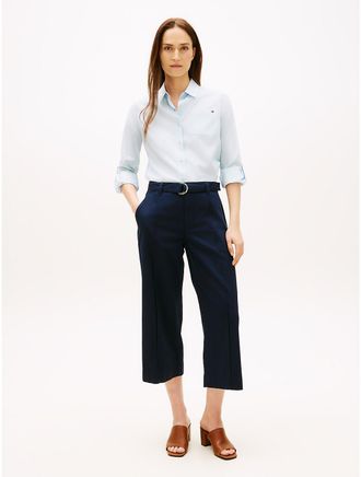 Tommy Hilfiger Womens Belted Wide-Leg Chino - Navy - 10