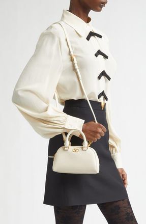 Valentino Garavani Mini Dome VLOGO Signature Top Handle Bag in Light Ivory at Nordstrom