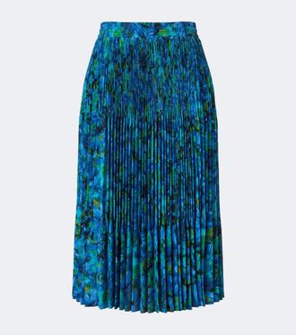 Gucci Falda midi de crep&eacute; de china de seda floral plisada