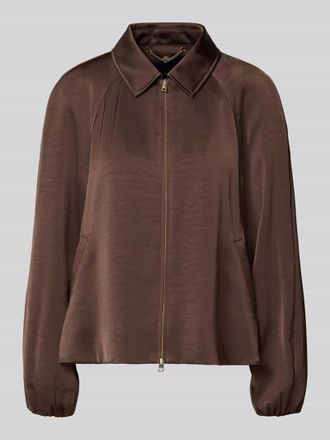 Marc Cain Jacke aus Satin mit Zweiwege-Rei&szlig;verschluss in Dunkelbraun, Gr&ouml;&szlig;e 34