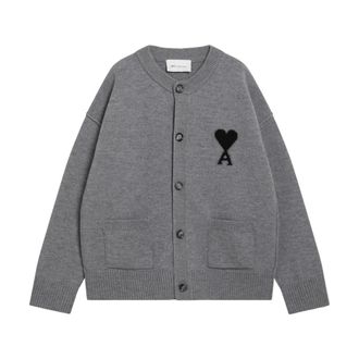 Ami Quota Crewneck Cardigan - Heren - Truien - Grijs - Maat: XL Wol