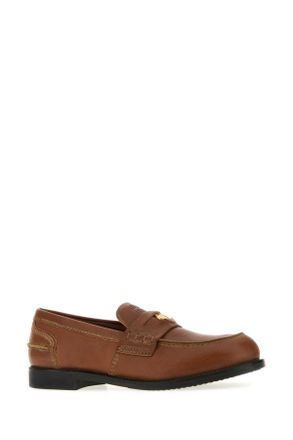 Miu Miu Womens Caramel Leather Loafers Brandy Calfleather Mocassini