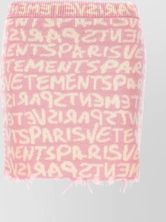 VETEMENTS printed monogram elastic waistband skirt with frayed hem