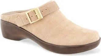 Munro Clarice Leather Clog in Tan Croco Suede at Nordstrom, Size 10.5