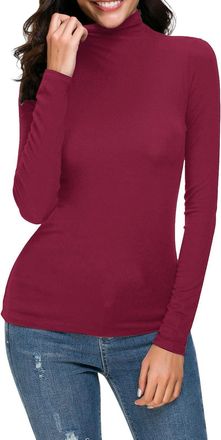 Generic Polo Neck Jumpers For Women - WomenS Long-Sleeve Lightweight Tops Long Sleeve Turtle Neck Plain Jumpers For Women Top Turtleneck Sweater Long Sleeve T
