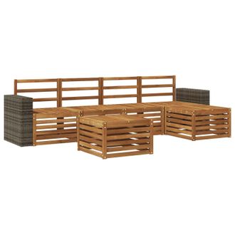 vidaXL Set Di Divani Da Esterno 6 Pz Naturale Vidaxl