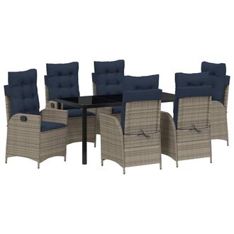vidaXL Conjunto De Comedor De Jard&iacute;n 7 Pcs Gris Y Negro Rat&aacute;n Vidaxl