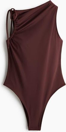 H&M Padded-cup High Leg Swimsuit in Dark Brown at Nordstrom, Size X-Large