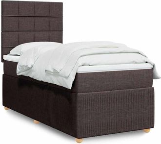 vidaXL Cama Box Spring Con Colch&oacute;n Tela Marr&oacute;n Oscuro 80x200 Cm Vidaxl
