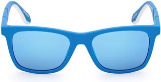 adidas 53MM Navigator Sunglasses in Matte Light Blue /Blue Mirror at Nordstrom