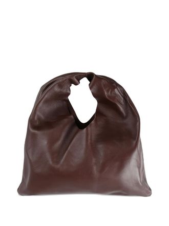 The Row draped leather tote bag - Brown