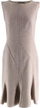 Alberta Ferretti Taupe Wool Midi Dress Size M