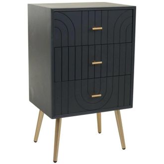 Wanderlust Deco Wanderlust Deco - Mesita de noche de madera y metal de 3 cajones 44x35x76