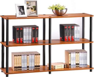 Furinno Turn-N-Tube 3-Tier Double Size Storage Display Rack, Light Cherry/Black