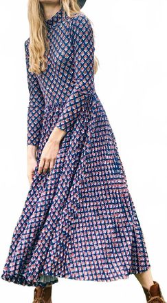 Hunter Bell Sabine Mock Neck Midi Dress In Autumn Fleur Navy