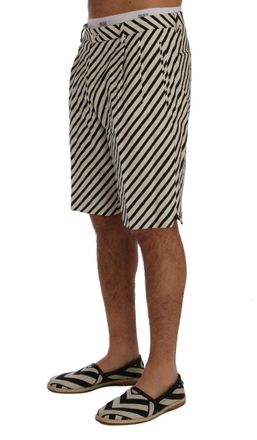 Dolce & Gabbana Mens Striped Hemp Shorts Multicolor Chino