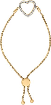House of Brilliance Gold Vermeil Diamond Accent Heart Lariat Bolo Bracelet