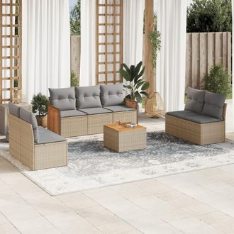 vidaXL Vidaxl - Juego De Sof&aacute;s De Jard&iacute;n Con Cojines Beige 8 Pzas Rat&aacute;n Pe
