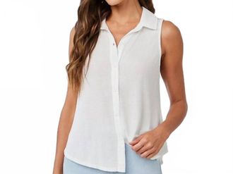 Bella Dahl Mixed Sleeveless Button Down Shirt In White