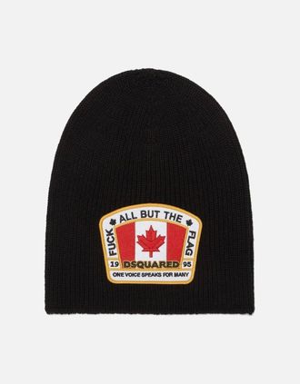 Dsquared2 Mens Flag Beanie Hat Black - Size: OS
